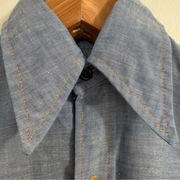 Vintage Levi's Orange Tab Hand Embroidered Button Up Chambray Shirt Bald Eagle - Picture 14 of 15